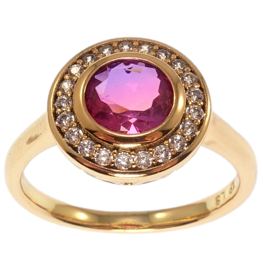 Каблучка Xuping Позолота 18K Бузковий кристал в обрамленні цирконію фото №1 Каблучка Xuping Позолота 18K Бузковий кристал в обрамленні цирконію фото №1