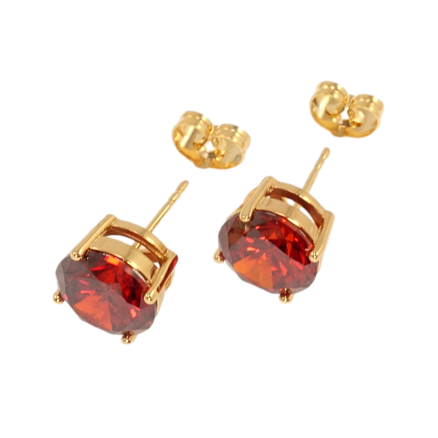 Сережки Xuping Позолота 18K пусети Червоний кристал у 4-х крапановій оправі ø 10мм фото №1 Сережки Xuping Позолота 18K пусети Червоний кристал у 4-х крапановій оправі ø 10мм фото №1