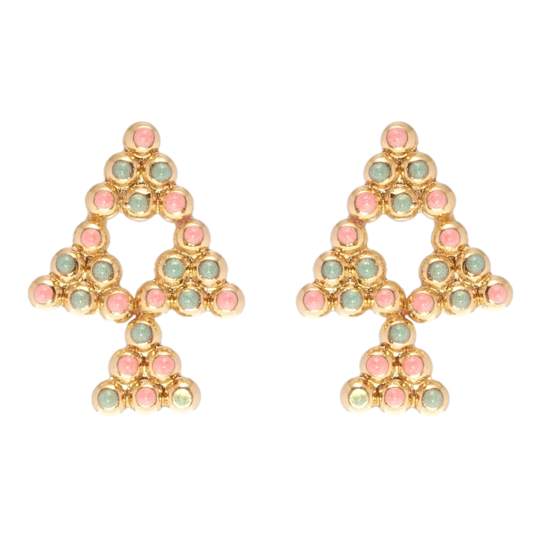 Серьги Xuping Позолота 18K пусеты Елочки с цветной эмалью фото №1