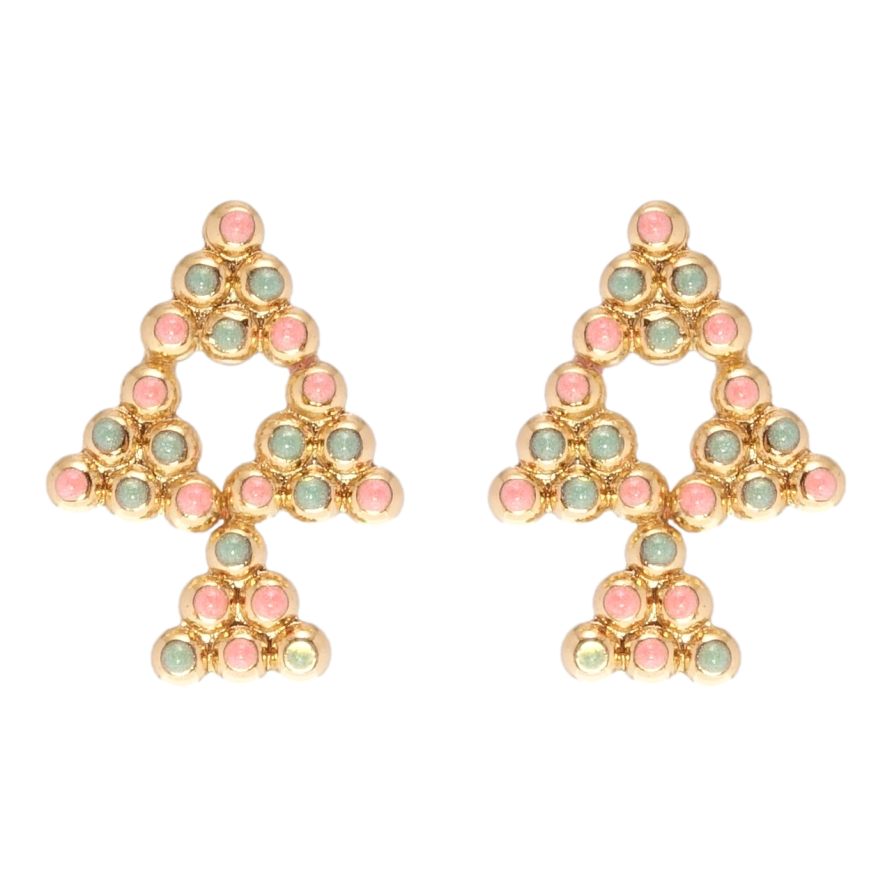 Серьги Xuping Позолота 18K пусеты Елочки с цветной эмалью фото №1