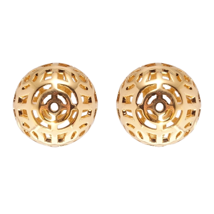 Серьги Xuping Позолота 18K пусеты Полусферы с резным узором ø 14мм фото №15