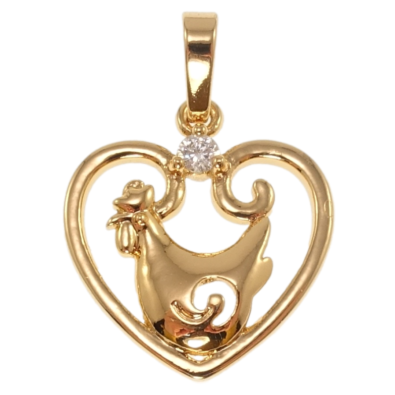 Кулон Xuping Позолота 18K Сердце Знак Восточного Зодиака Петух для цепочки до 6мм фото №1
