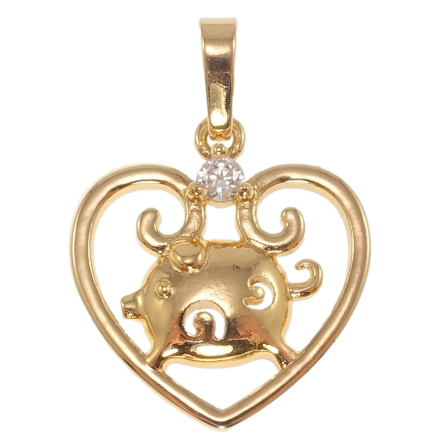 Кулон Xuping Позолота 18K Серце Знак Східного Зодіаку Свиня для ланцюжка до 6мм фото №1 Кулон Xuping Позолота 18K Серце Знак Східного Зодіаку Свиня для ланцюжка до 6мм фото №1