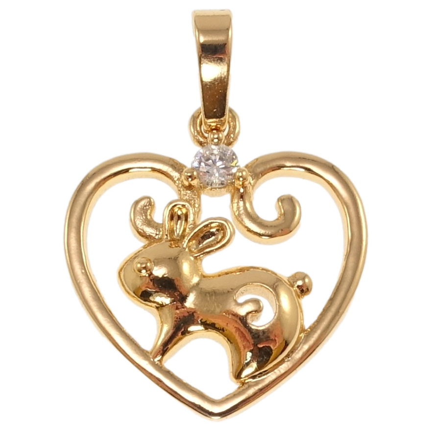 Кулон Xuping Позолота 18K Серце Знак Східного Зодіаку Кролик для ланцюжка до 6мм фото №1 Кулон Xuping Позолота 18K Серце Знак Східного Зодіаку Кролик для ланцюжка до 6мм фото №1