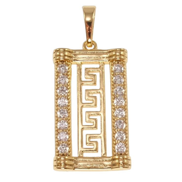 Кулон Xuping Позолота 18K Меандровий орнамент з інкрустацією цирконієм для ланцюжка до 5мм фото №2 Кулон Xuping Позолота 18K Меандровий орнамент з інкрустацією цирконієм для ланцюжка до 5мм фото №2