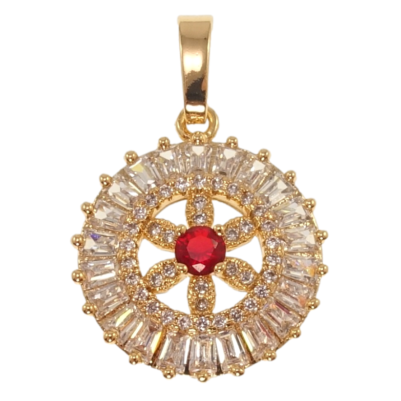 Кулон Xuping Позолота 18K Інкрустація цирконієм та червоним фіанітом для ланцюжка до 6мм фото №1 Кулон Xuping Позолота 18K Інкрустація цирконієм та червоним фіанітом для ланцюжка до 6мм фото №1
