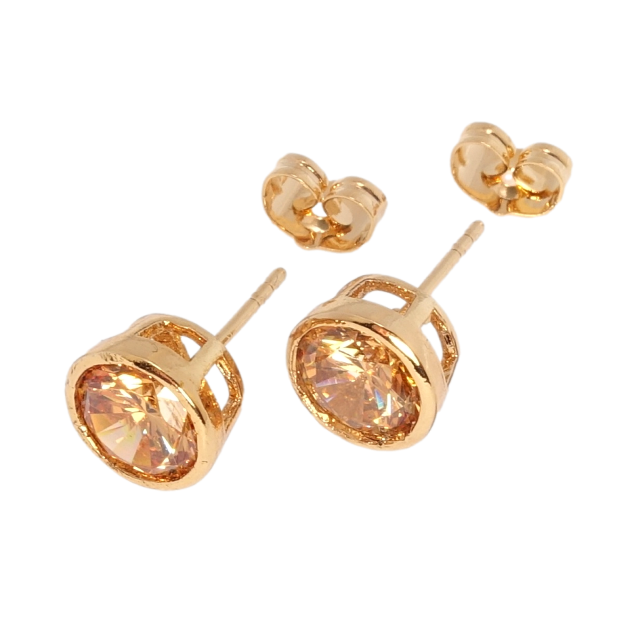 Серьги Xuping Позолота 18K пусеты Оранжевый фианит в ободковой оправе ø 9мм фото №1 Серьги Xuping Позолота 18K пусеты Оранжевый фианит в ободковой оправе ø 9мм фото №1