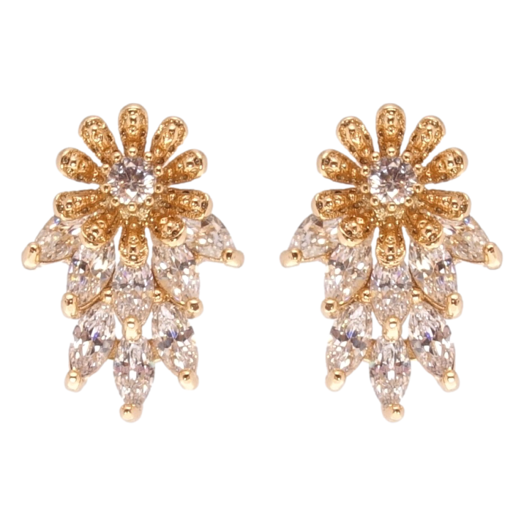 Сережки Xuping Позолота 18K пусети Квіточки з цирконієм фото №5