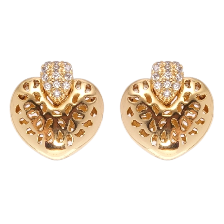 Серьги Xuping Позолота 18K пусеты Резные сердечки фото №1 Серьги Xuping Позолота 18K пусеты Резные сердечки фото №1