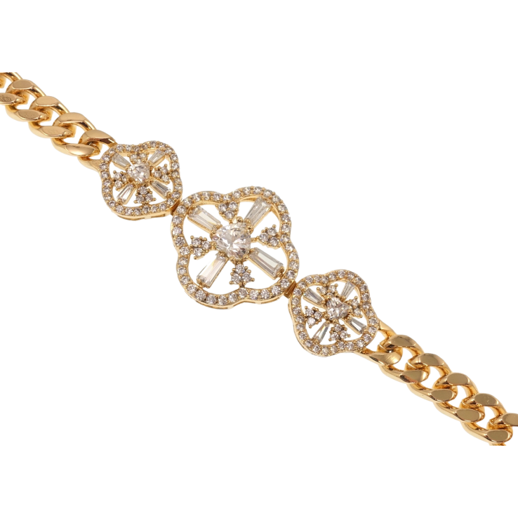 Браслет Xuping Позолота 18K Цветочки с фианитами длина с доп.замком 17,19.5см х 7мм фото №16