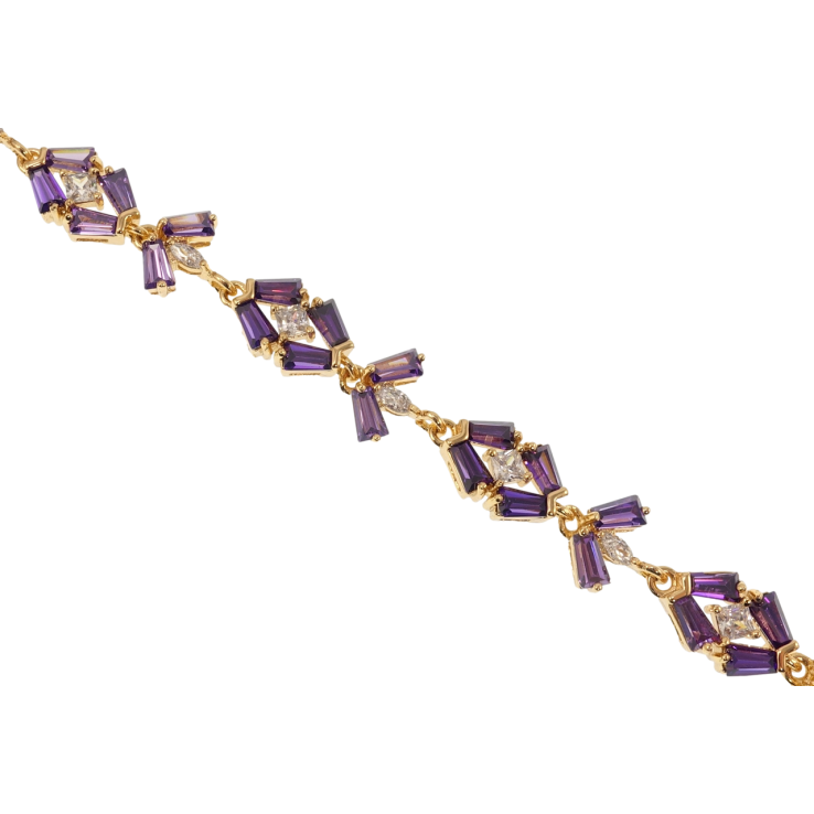 Браслет Xuping Позолота 18K Інкрустація бузковими фіанітами довжина з дод. замком 18.5,21.5см х 8-10мм фото №16