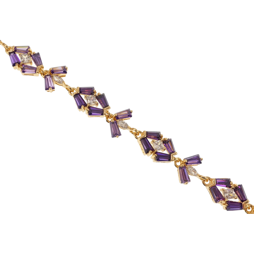 Браслет Xuping Позолота 18K Інкрустація бузковими фіанітами довжина з дод. замком 18.5,21.5см х 8-10мм фото №1