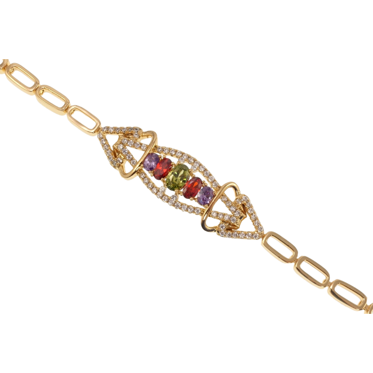 Браслет Xuping Позолота 18K Вставка з кольоровими фіанітами довжина з дод. замком 17,19см х 4мм фото №6