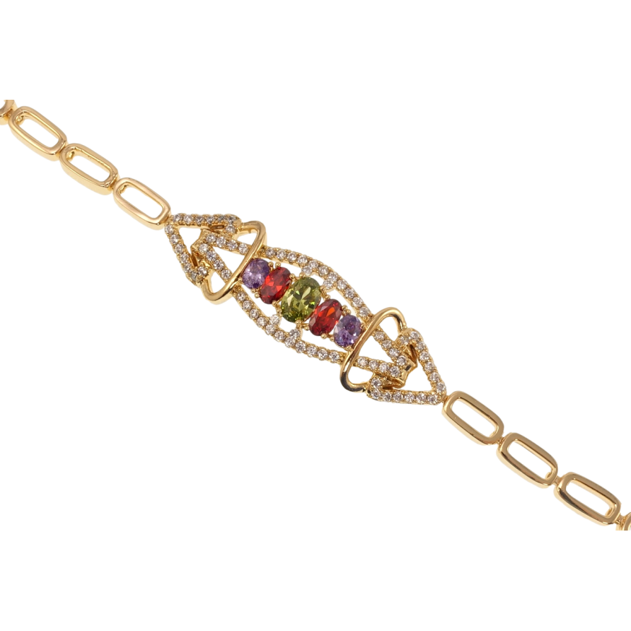 Браслет Xuping Позолота 18K Вставка з кольоровими фіанітами довжина з дод. замком 17,19см х 4мм фото №1