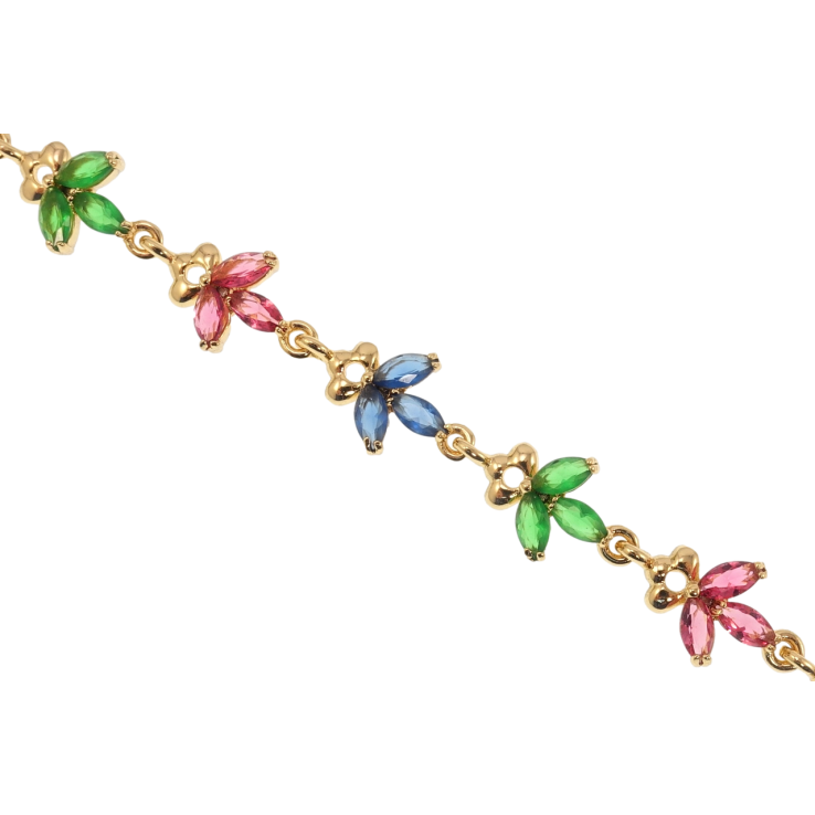 Браслет Xuping Позолота 18K Цветочки цветные фианиты длина 20см х 8мм фото №15