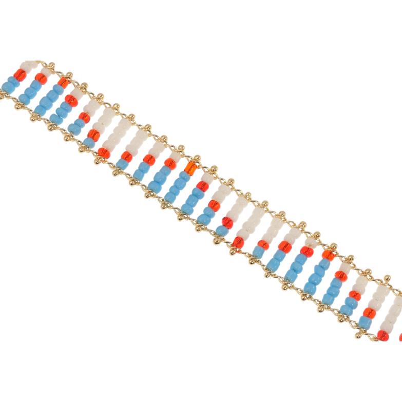 Браслет Xuping Позолота 18K Орнамент з бісеру довжина з дод. ланцюжком 19.5-25см х 13мм фото №1 Браслет Xuping Позолота 18K Орнамент з бісеру довжина з дод. ланцюжком 19.5-25см х 13мм фото №1