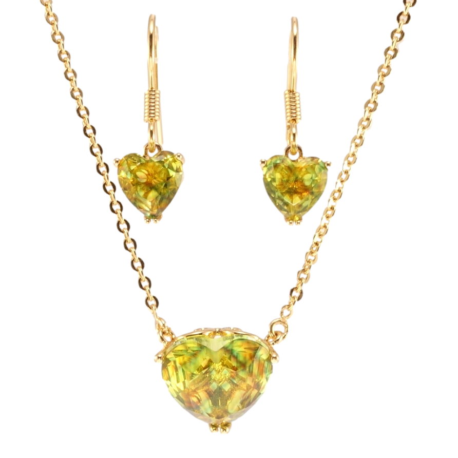 Набор Xuping Позолота 18K Серьги Кулон на цепочке Цветные кристальные сердечки размер 49-55см х 1мм фото №1 Набор Xuping Позолота 18K Серьги Кулон на цепочке Цветные кристальные сердечки размер 49-55см х 1мм фото №1