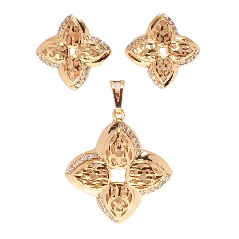 Набір Xuping Позолота 18K Сережки Кулон Квіточки фото №1