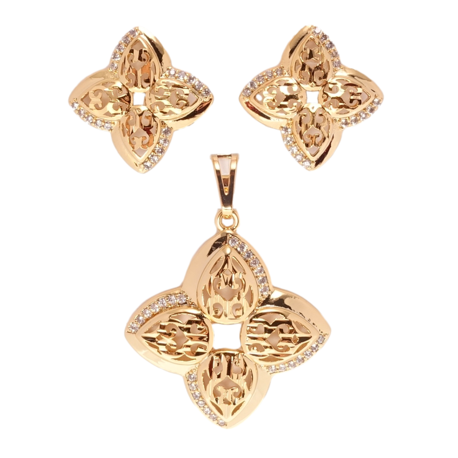 Набор Xuping Позолота 18K Серьги Кулон Цветочки фото №1