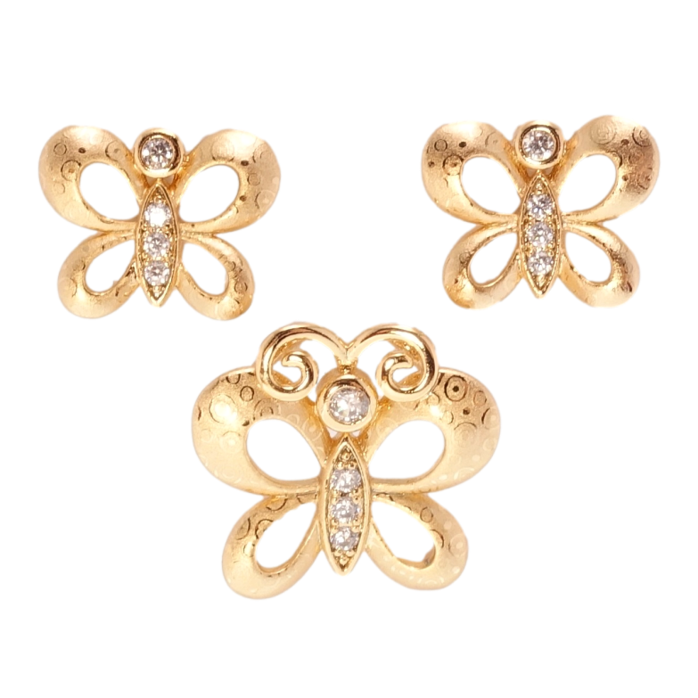 Набір Xuping Позолота 18K Сережки Кулон Метелики фото №2 Набір Xuping Позолота 18K Сережки Кулон Метелики фото №2