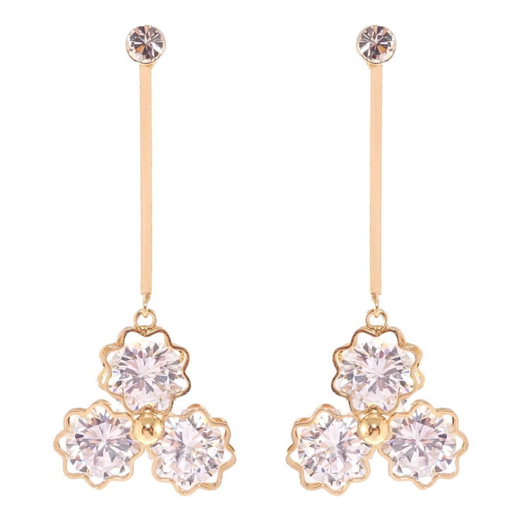 Сережки Xuping Позолота 18K пусети Квіточки з фіанітами фото №4