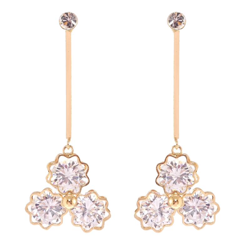 Серьги Xuping Позолота 18K пусеты Цветочки с фианитами фото №1