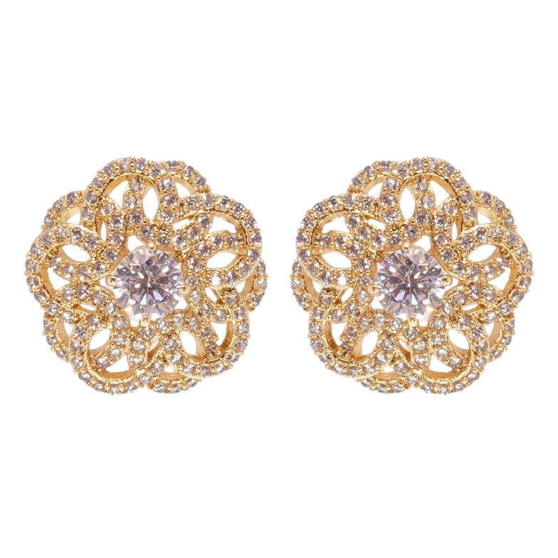 Сережки Xuping Позолота 18K пусети Квіточки інкрустація цирконієм фото №2 Сережки Xuping Позолота 18K пусети Квіточки інкрустація цирконієм фото №2