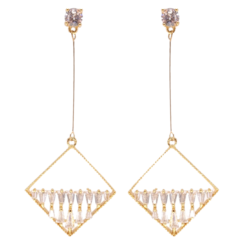 Сережки Xuping Позолота 18K пусети Підвіски з фіанітами фото №1 Сережки Xuping Позолота 18K пусети Підвіски з фіанітами фото №1