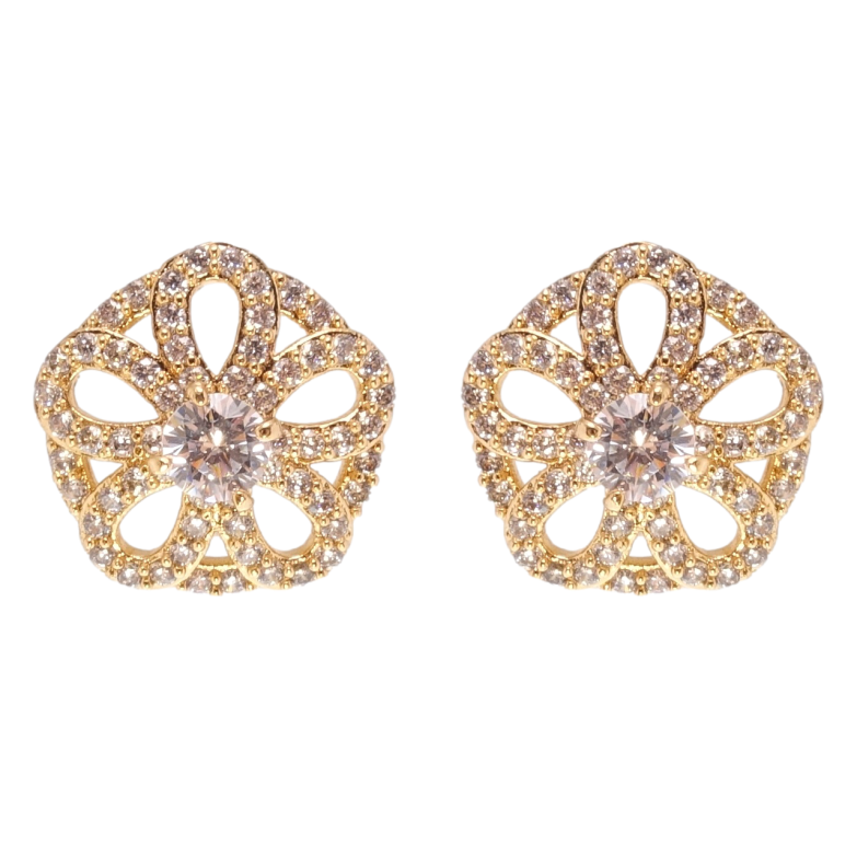 Сережки Xuping Позолота 18K пусети Квіточки з інкрустацією цирконієм фото №1