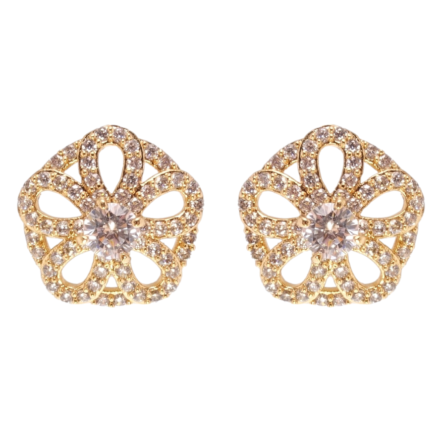 Сережки Xuping Позолота 18K пусети Квіточки з інкрустацією цирконієм фото №1 Сережки Xuping Позолота 18K пусети Квіточки з інкрустацією цирконієм фото №1