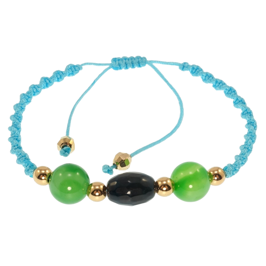 Браслет Xuping Позолота 18K Голубой шнур с бусинами размер на затяжке 16-27см х 3мм фото №1 Браслет Xuping Позолота 18K Голубой шнур с бусинами размер на затяжке 16-27см х 3мм фото №1