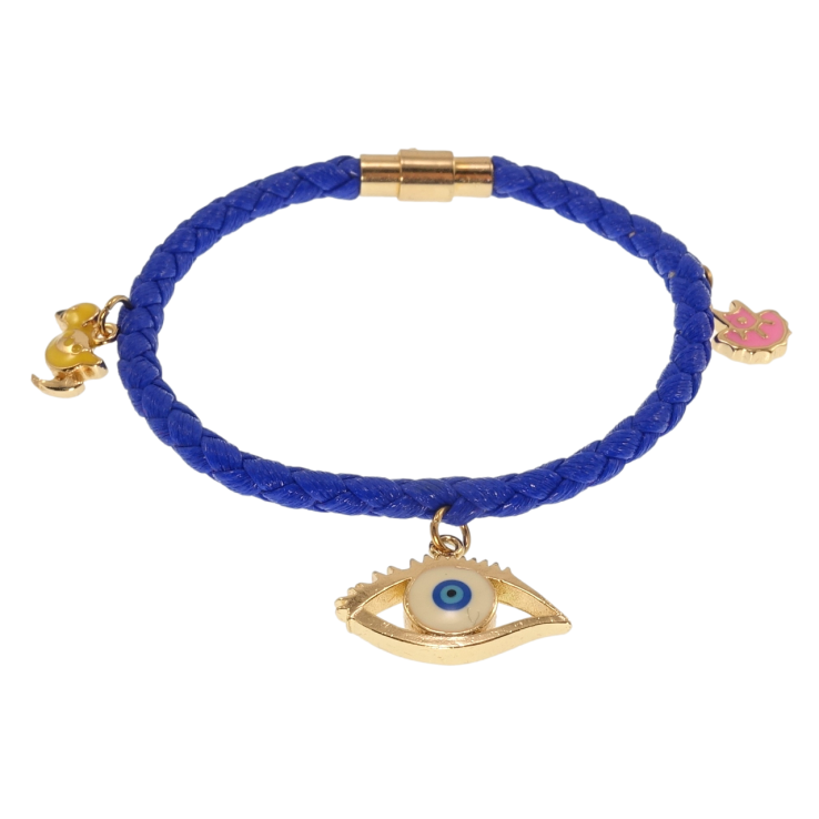 Браслет Xuping Позолота 18K Синий шнур с подвесками застежка магнит, размер 18.5см х 4мм фото №24