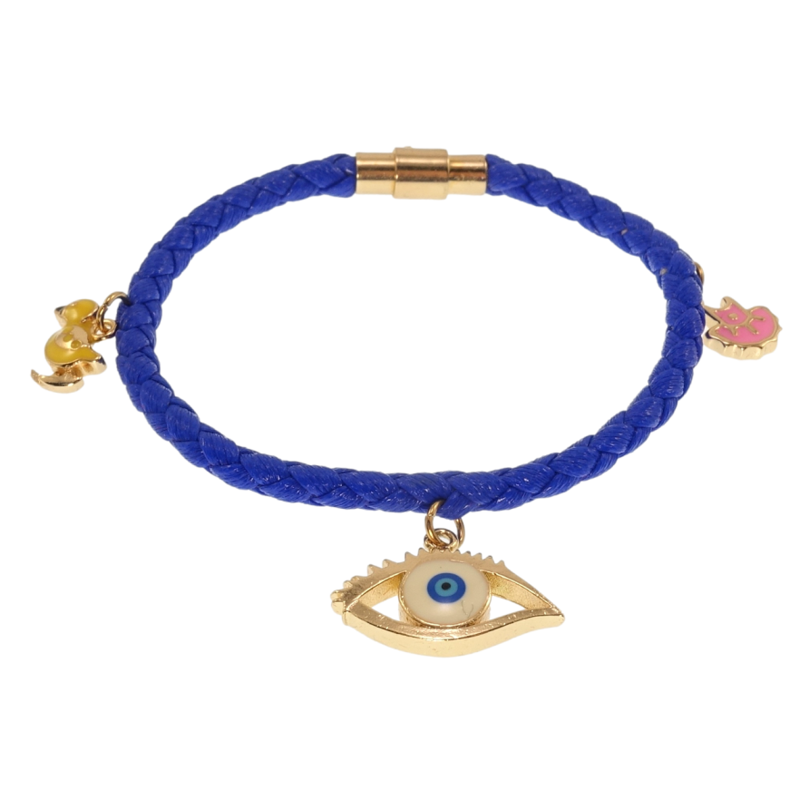 Браслет Xuping Позолота 18K Синій шнур із підвісками застібка магніт, довжина 18.5см х 4мм фото №1