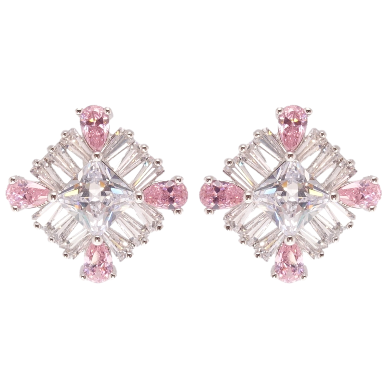 Сережки Xuping Родій пусети Кристальні ромби 15х15мм фото №1