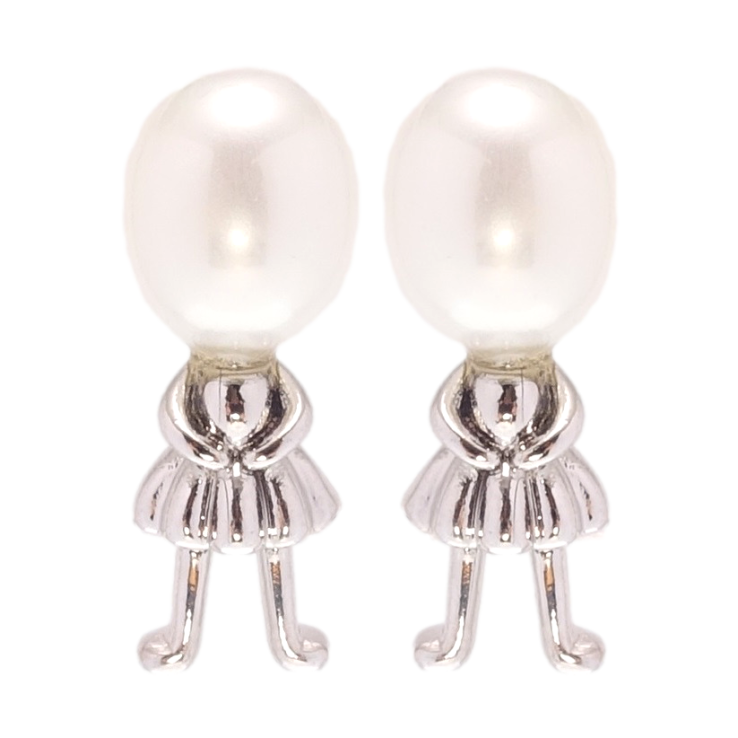 Серьги Xuping Родий пусеты Человечки с жемчужинами фото №16
