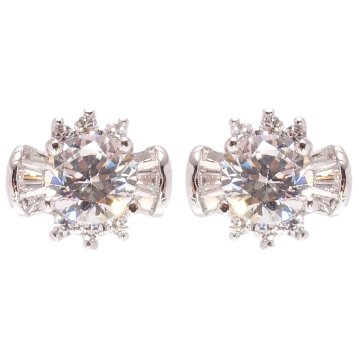 Серьги Xuping Родий пусеты Инкрустация цирконий фото №4