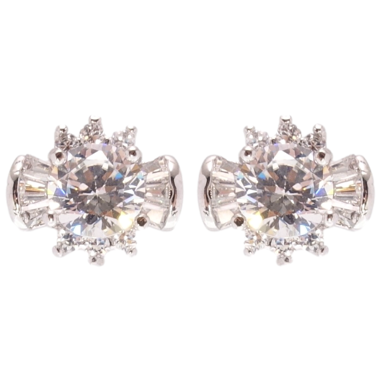 Серьги Xuping Родий пусеты Инкрустация цирконий фото №1