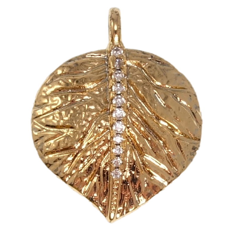 Кулон Xuping Позолота 18K Лист с цирконием для цепочки до 2мм фото №1 Кулон Xuping Позолота 18K Лист с цирконием для цепочки до 2мм фото №1