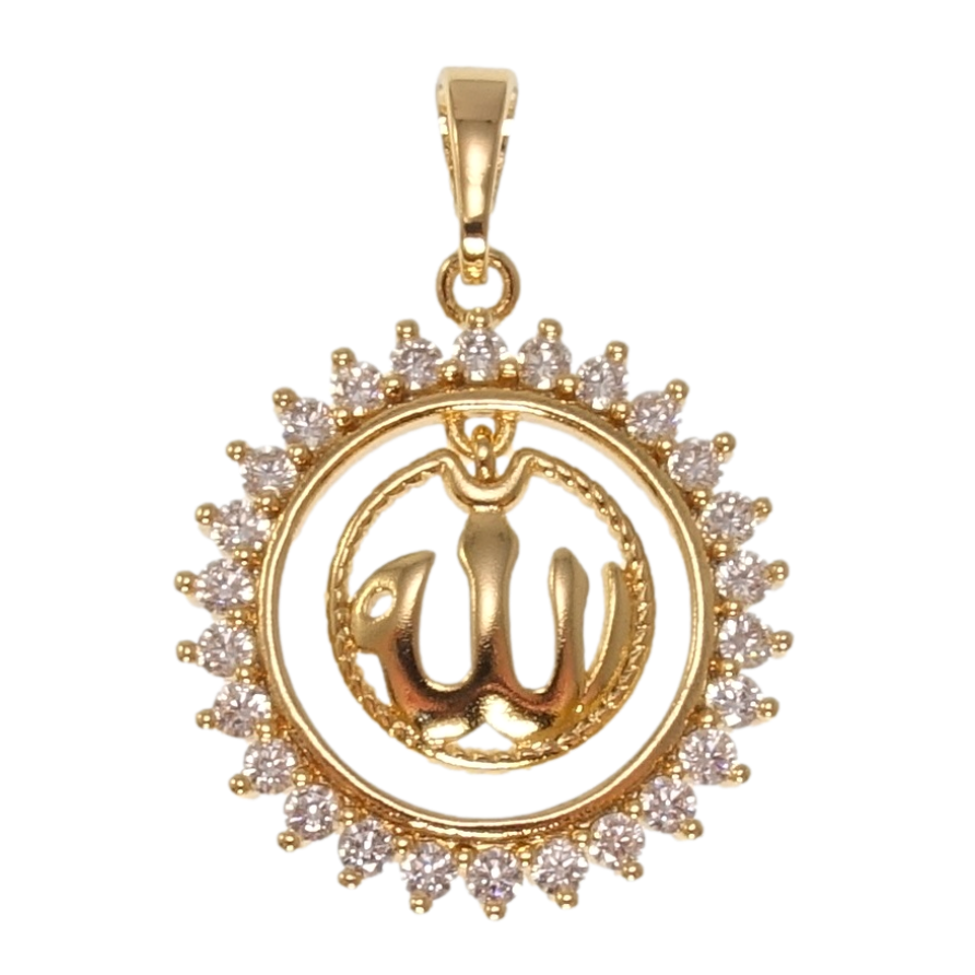 Кулон Xuping Позолота 18K Надпись Аллах с цирконием для цепочки до 5мм фото №1
