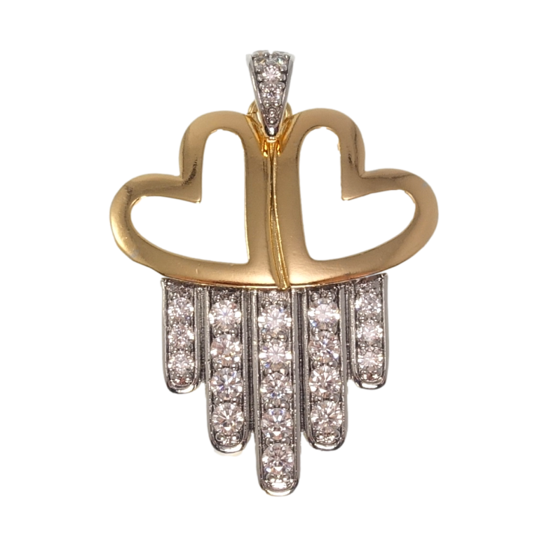 Кулон Xuping Позолота 18K + Родій Сердечки для ланцюжка до 4мм фото №1