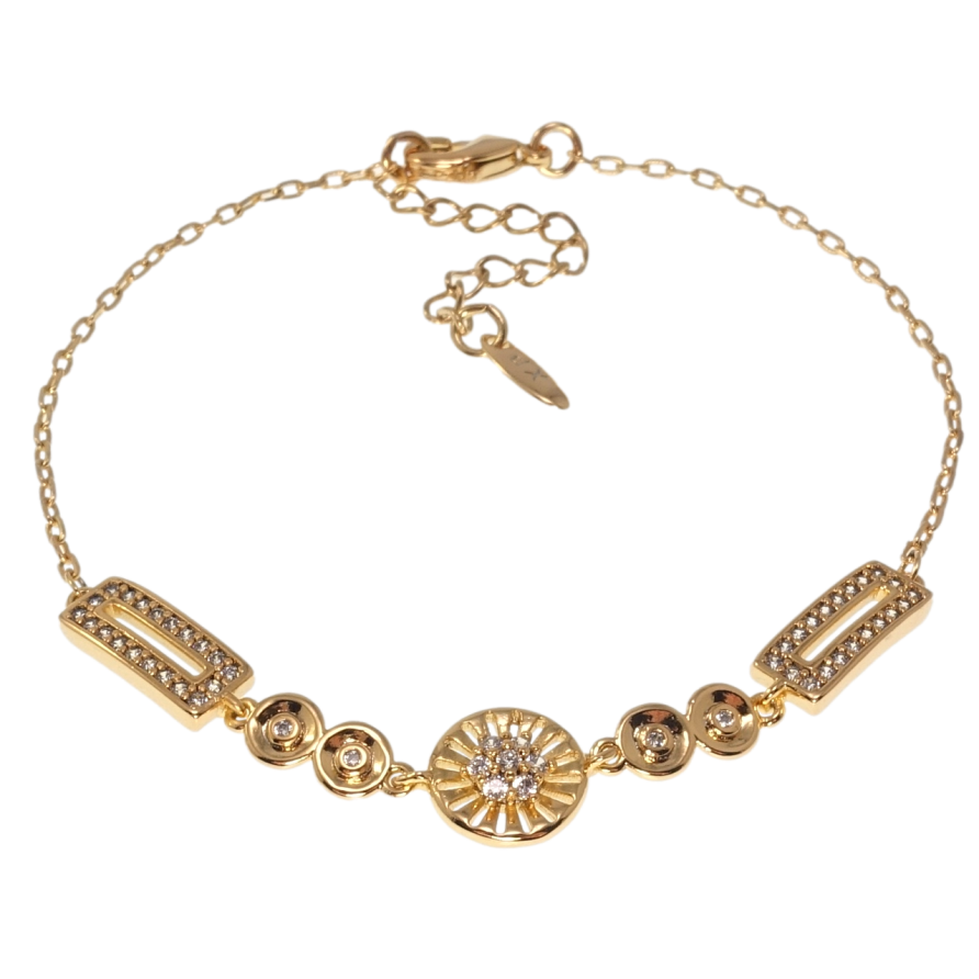 Браслет Xuping Позолота 18K Якорное плетение с вставкой длина с доп.цепочкой 17,5-20см х 1мм фото №1