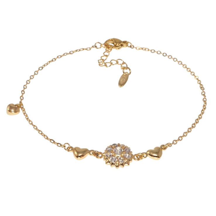 Браслет Xuping Позолота 18K Якорное плетение с сердечками длина с доп.цепочкой 18-21,5см х 1мм фото №4