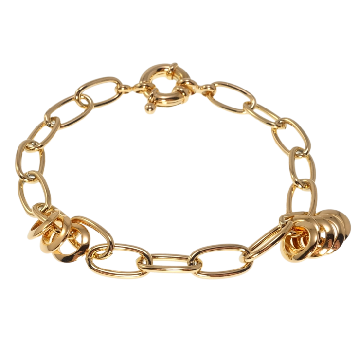 Браслет Xuping Позолота 18K Якорное плетение с подвесками длина 19,5см х 7мм фото №5