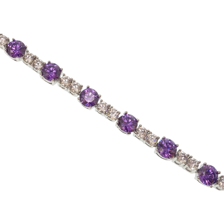 Браслет Xuping Родій Доріжка цирконію з бузковими фіанітами довжина з дод. замком 16,17.5см х 3-5мм фото №20