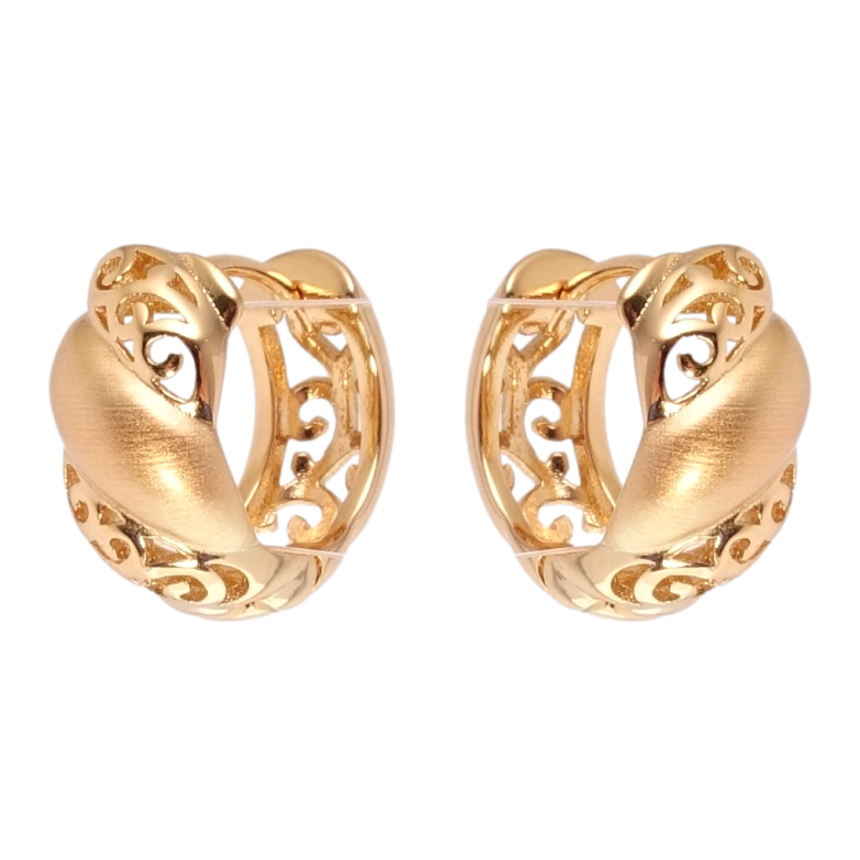 Серьги Xuping Позолота 18K колечки Резной орнамент с напылением фото №1