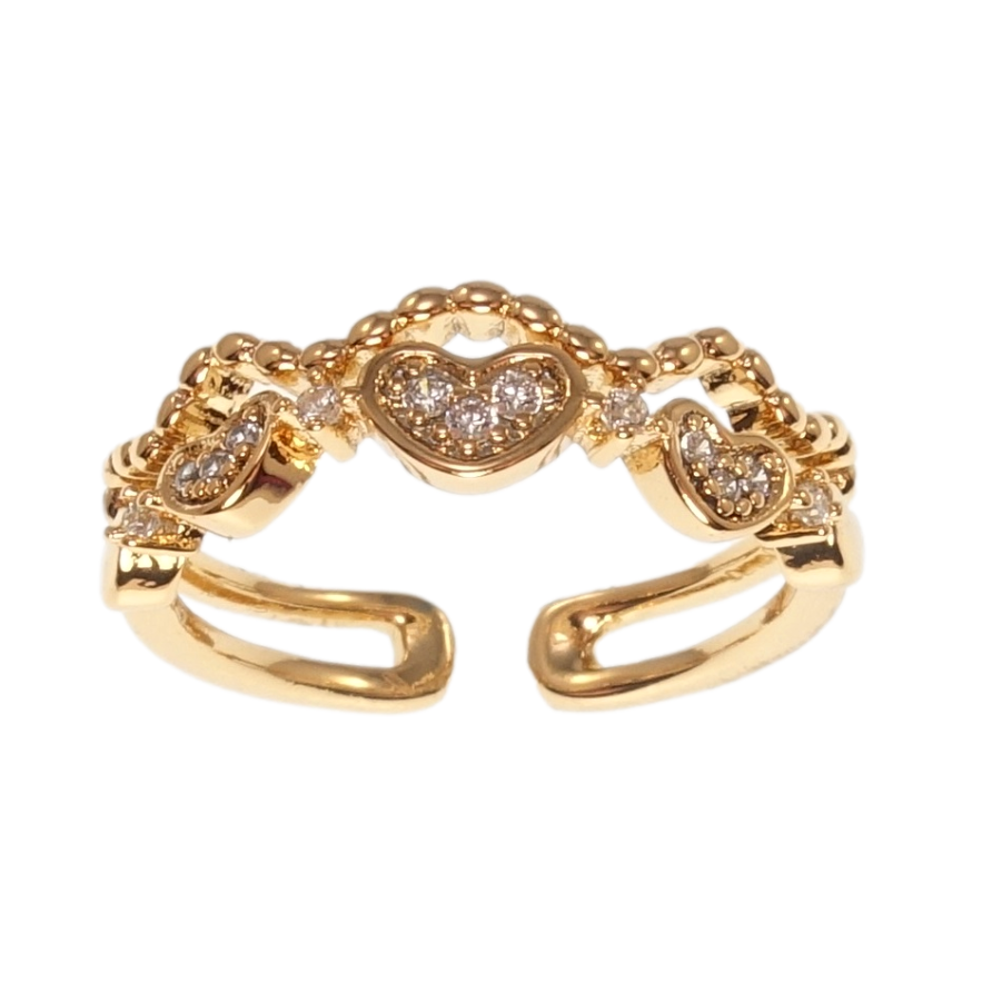 Кольцо Xuping Позолота 18K Сердечки фото №1