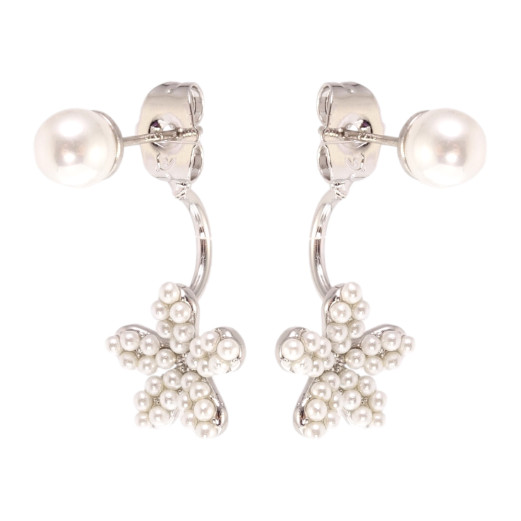 Сережки Xuping QQMM Родій пусети Перлини з квіточками фото №19