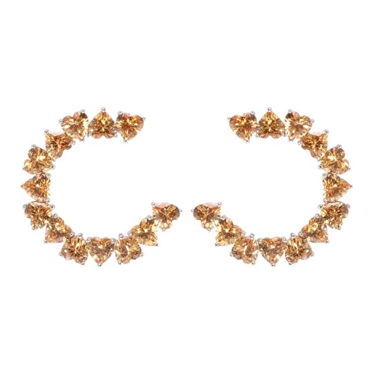 Серьги Xuping Родий пусеты Полукольца из оранжевых фианитов фото №21