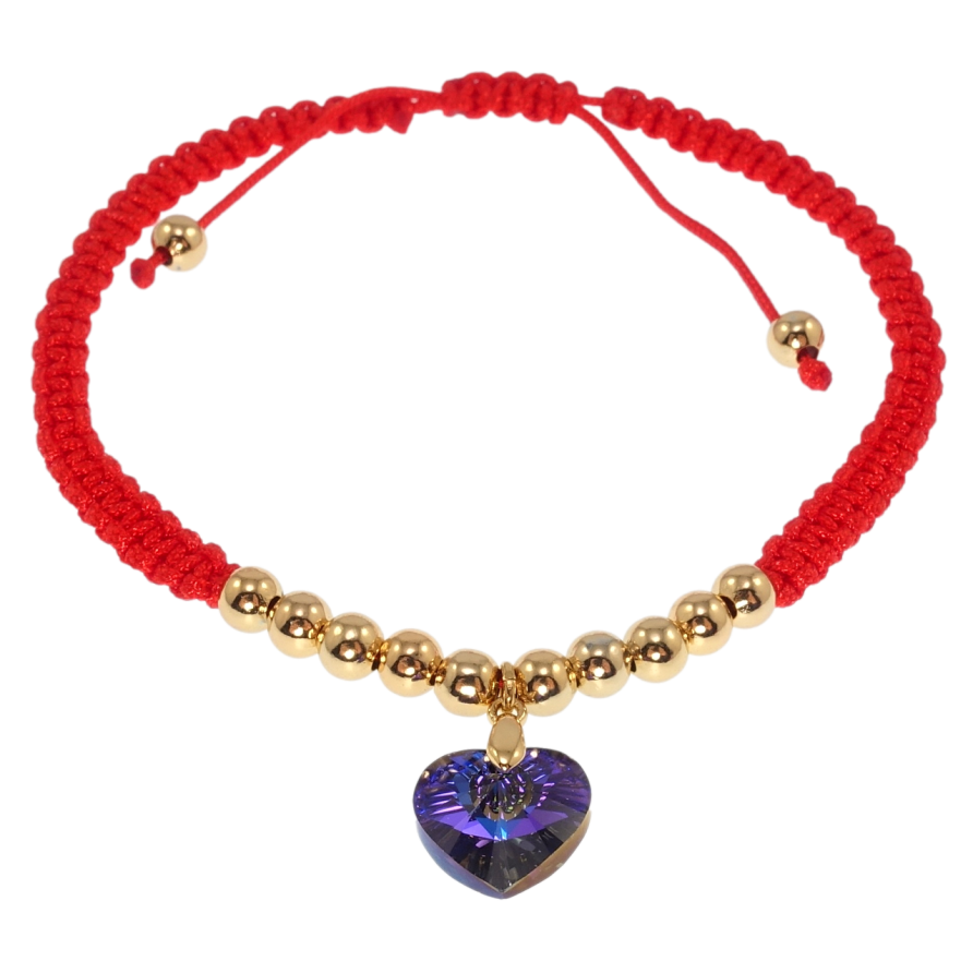 Браслет Xuping QQMM цвет 18K с кр-ми Swarovski Красный шнур с сердцем Majestic Bl на затяжке д.16-23см х фото №1 Браслет Xuping QQMM цвет 18K с кр-ми Swarovski Красный шнур с сердцем Majestic Bl на затяжке д.16-23см х фото №1