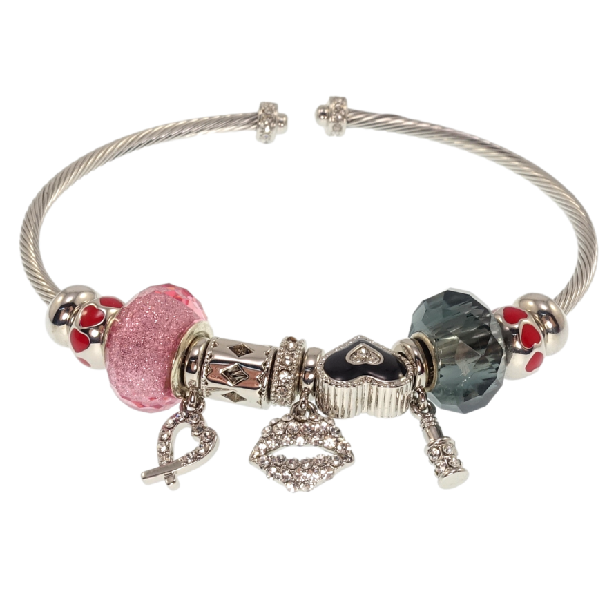 Браслет Xuping QQMM Родій У стилі Pandora Жорсткий браслет з декоративними намистинами ø 6,5см фото №1 Браслет Xuping QQMM Родій У стилі Pandora Жорсткий браслет з декоративними намистинами ø 6,5см фото №1